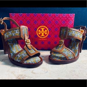 RARE Tory Burch beaded leather sandal